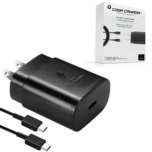 18W - Fast Wall Charger + 1M Cable (USB-C)