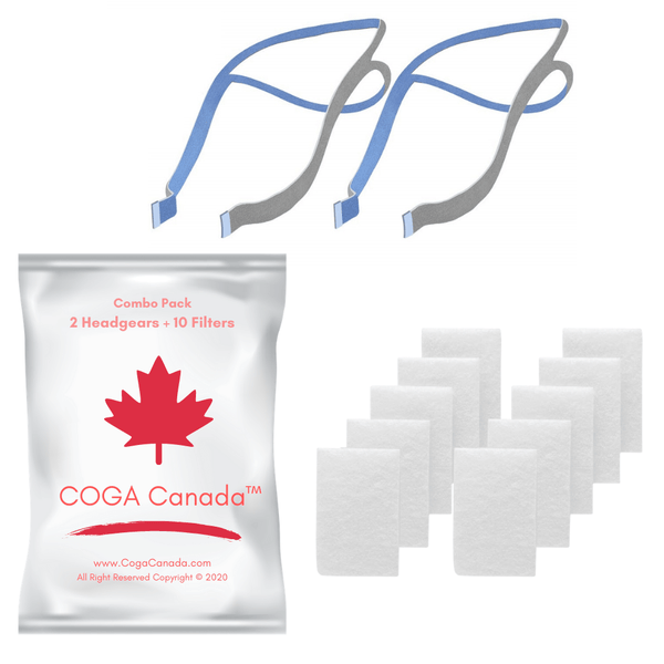 COGA Canada - 2 Pack P10 Replacement Headgear with 10 Pack Filters