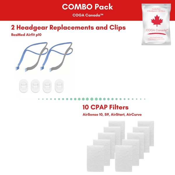 COGA Canada - 2 Pack P10 Replacement Headgear with 10 Pack Filters