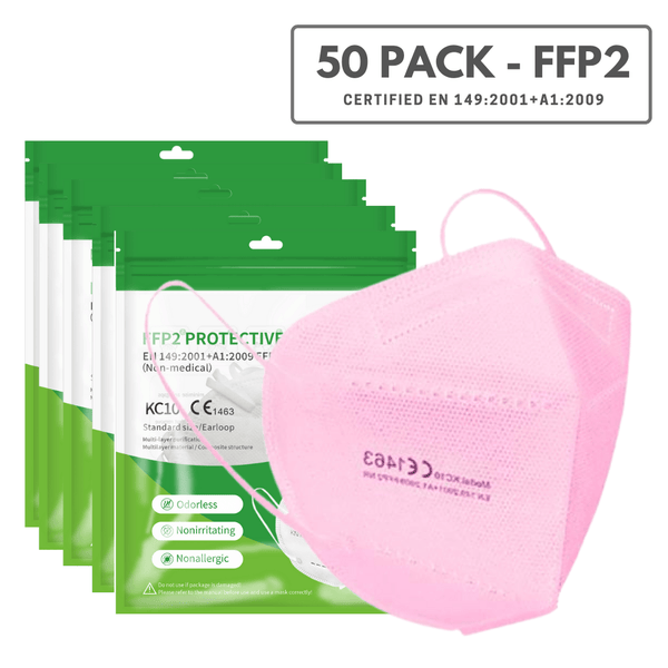 50 Pack (Green) - FFP2 Disposable Face Mask (Europe EN149 Certified) KN95